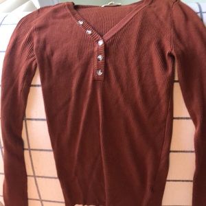 Brown button down fitted top